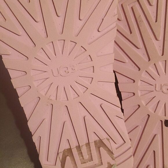 SOLD! UGG Disco Stripe Fluff Yeah Platform Slide Pink Dusk - Size 11 - Picture 11 of 13